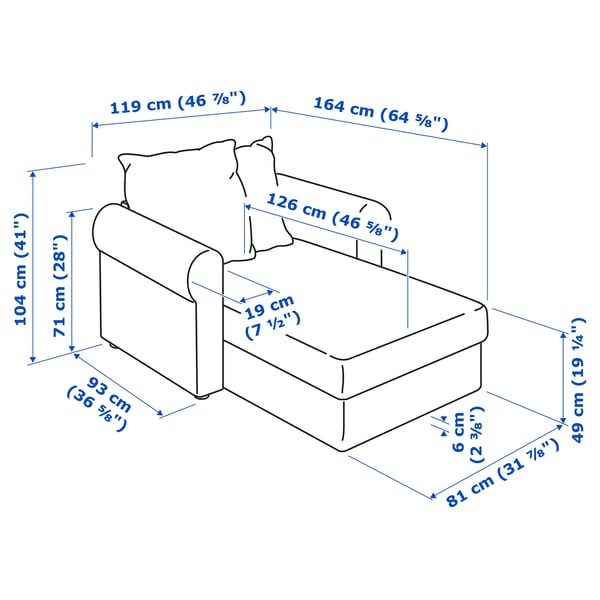 HÄRLANDA Chaise, Ljungen medium gray