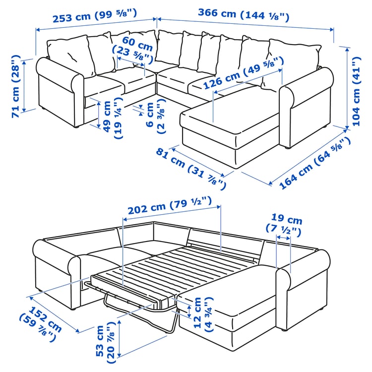 HÄRLANDA Corner sleeper sofa, 5seat, With chaise/Inseros white IKEA