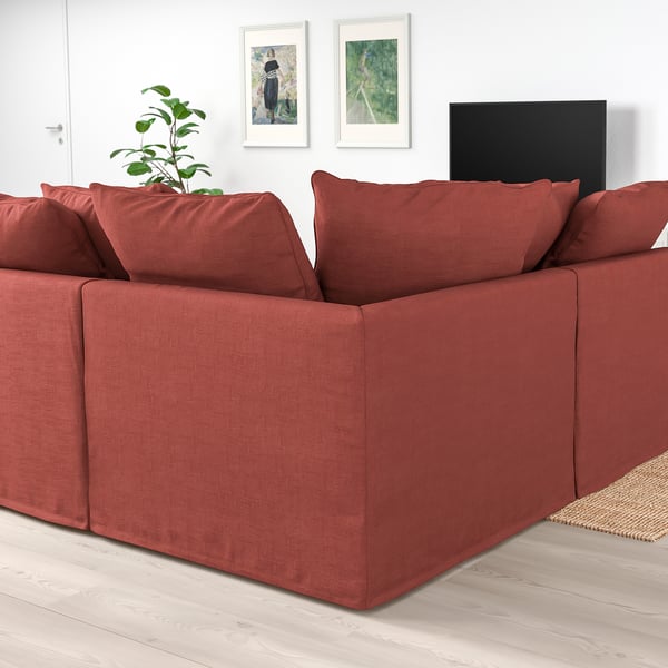 HÄRLANDA corner sleeper sofa, 5seat, with chaise/Ljungen light red IKEA