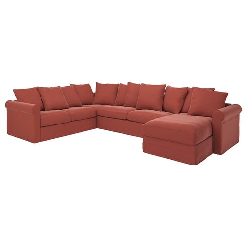 HÄRLANDA corner sleeper sofa, 5seat, with chaise/Ljungen light red IKEA