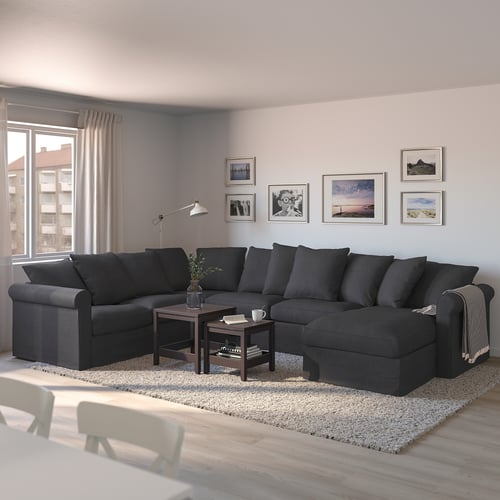 HÄRLANDA corner sleeper sofa, 5seat, with chaise/Sporda dark gray IKEA