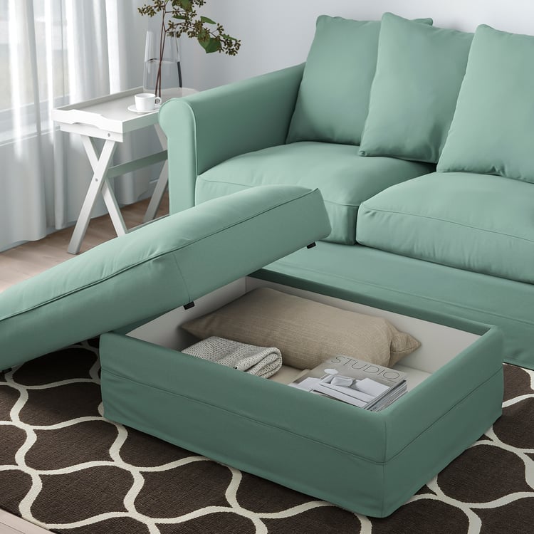 HÄRLANDA ottoman with storage, Ljungen light green IKEA