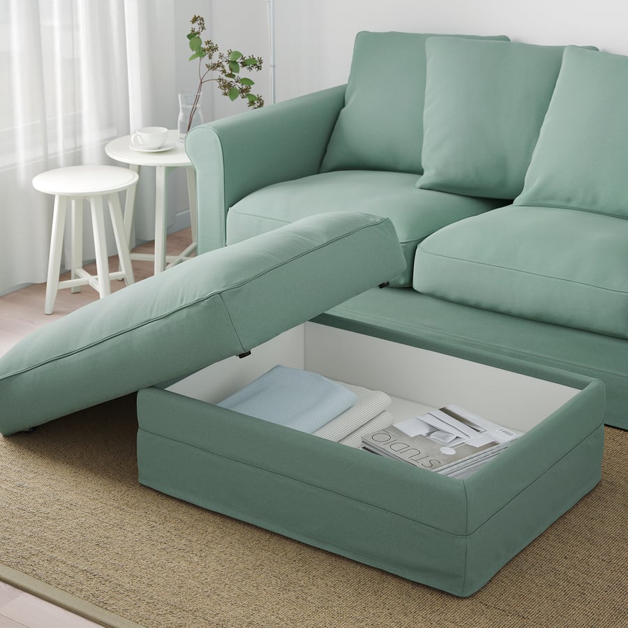 HÄRLANDA ottoman with storage, Ljungen light green IKEA