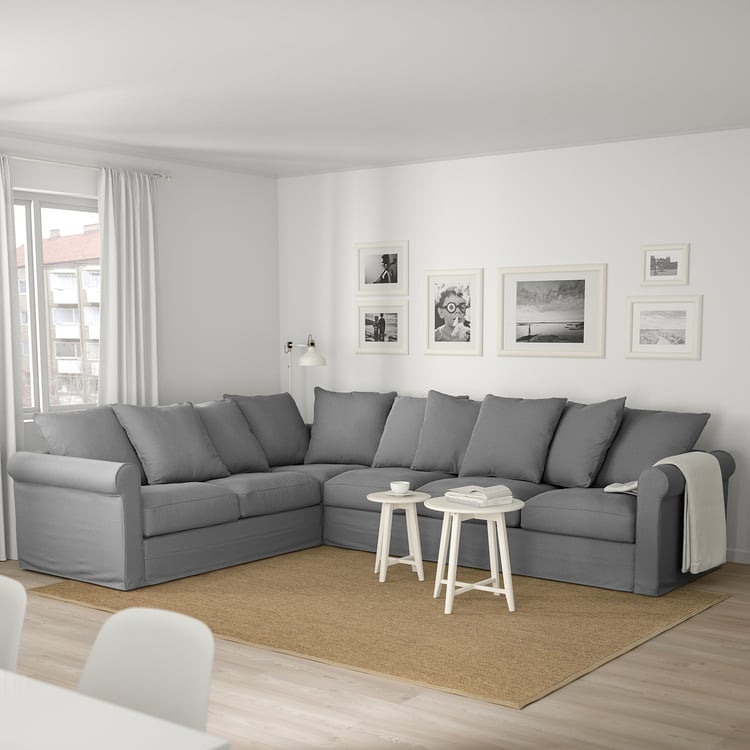 HÄRLANDA sectional, 5seat corner, Ljungen medium gray IKEA