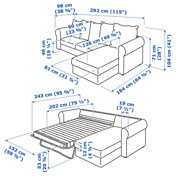 HÄRLANDA sleeper sofa, with chaise/Inseros white IKEA