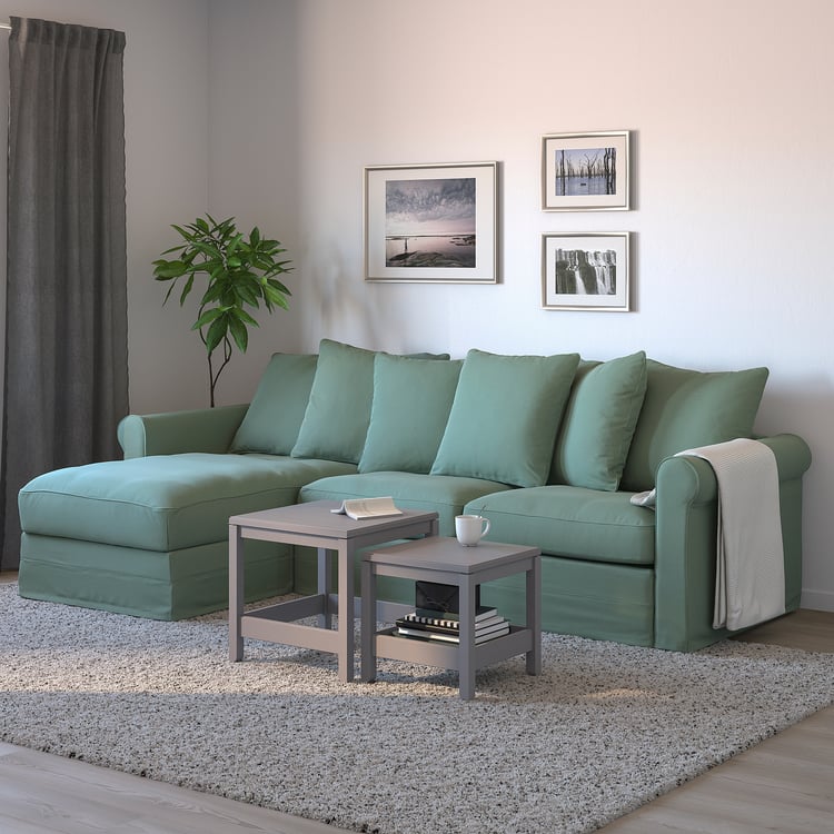 HÄRLANDA sleeper sofa, with chaise/Ljungen light green IKEA