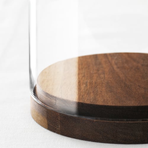 HÄRLIGA Glass dome with base, clear glass, Height 10 ¾" Diameter 5 1/