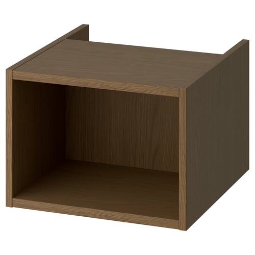 HAGAÅN brown wooden open cabinet, square shape, simple design for bathroom storage.