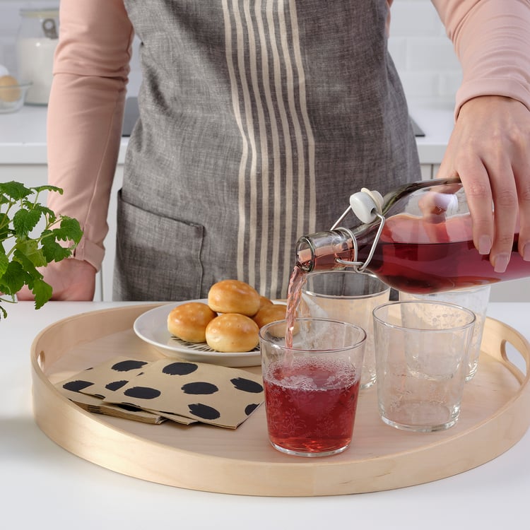 HAJMAL Glass, patterned clear glass/white, 10 oz IKEA