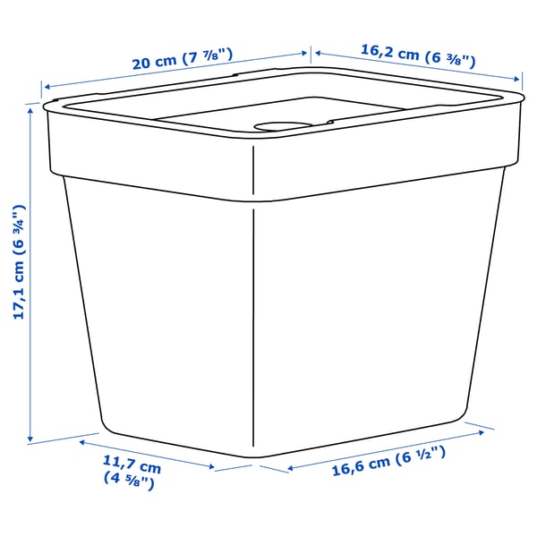 HÅLLBAR Bin with lid, light gray, Lower outer measure depth: 11 7/8 - IKEA