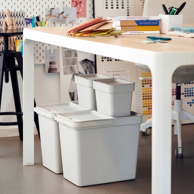 SORTERA Recycling bin with lid, white, 16 gallon - IKEA