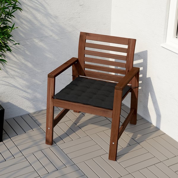 Hallo Chair Pad Outdoor Black 20x20 Ikea