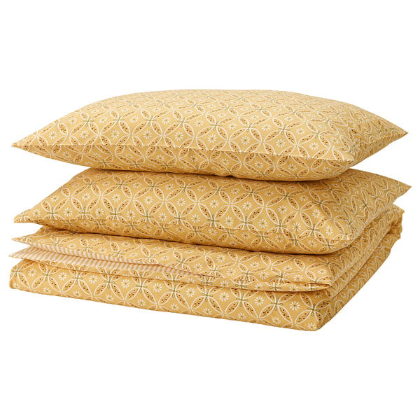 HAMNSENAP Duvet cover and pillowcase(s), yellow/multicolor, King