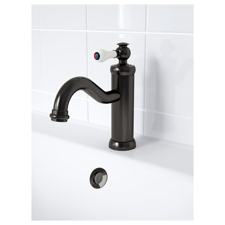 HAMNSKÄR Bath faucet with strainer, black IKEA