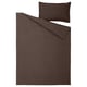 HAMPFLOCKEL duvet & pillow in dark brown, cotton, solid colour, crisp percale weave.