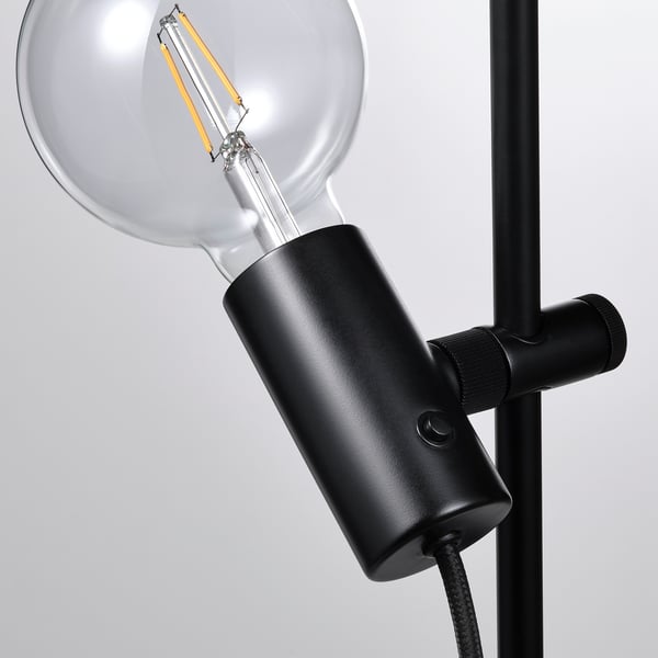 HÅRSLINGA floor lamp with LED bulb, black IKEA