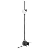HÅRSLINGA / MOLNART Floor lamp with LED bulb, black/donut-shaped opal