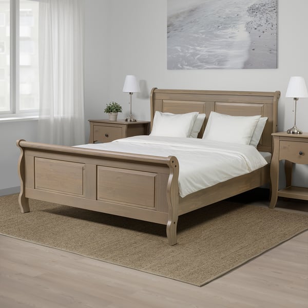 Hasselvika Bed Frame Gray Beige Queen Ikea