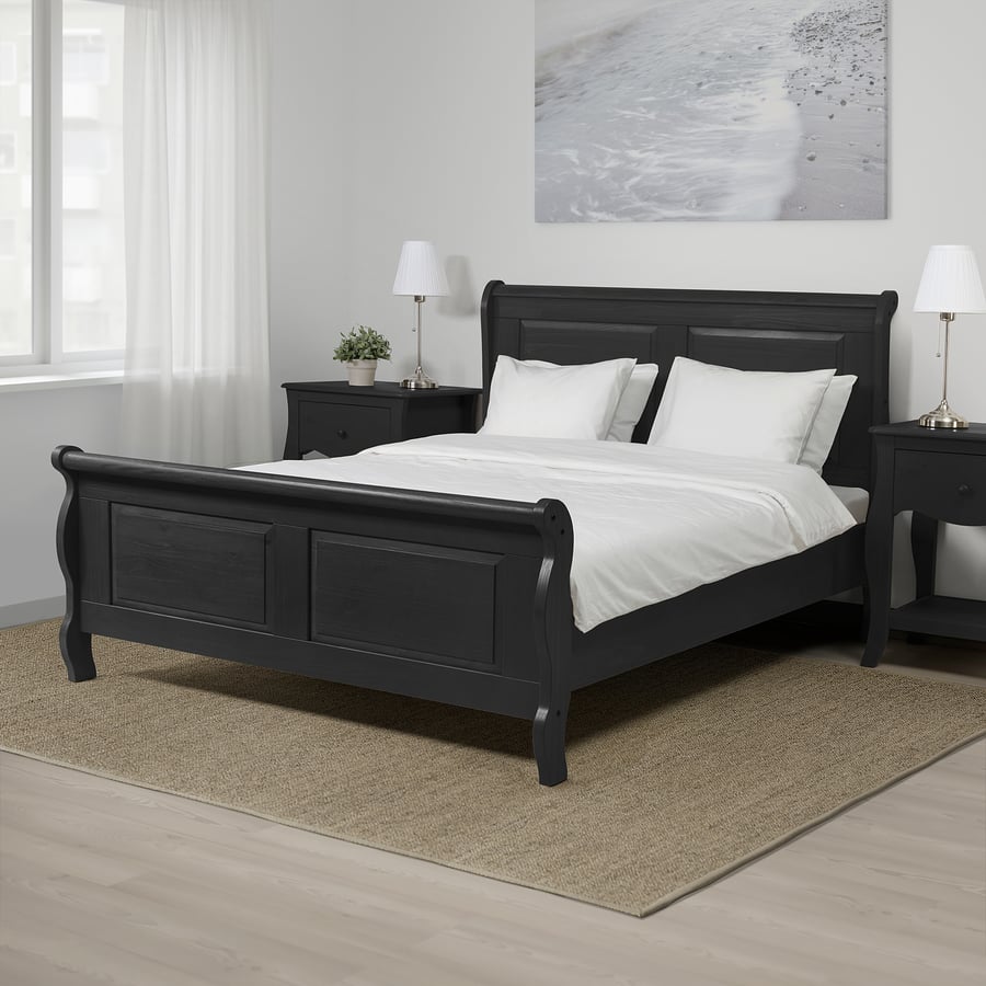 HASSELVIKA Bed frame, blackbrown, Luröy, Queen IKEA