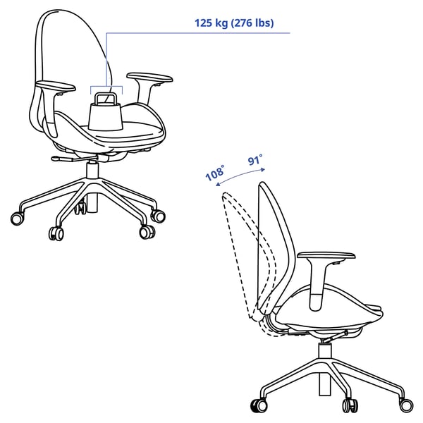 HATTEFJÄLL Office chair with armrests, Gunnared red/white