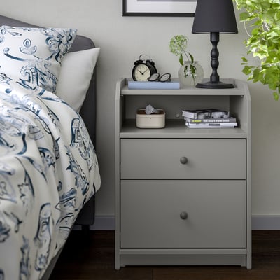 HAUGA 2-drawer chest, gray, 19 5/8x18 1/8x26 3/4 "