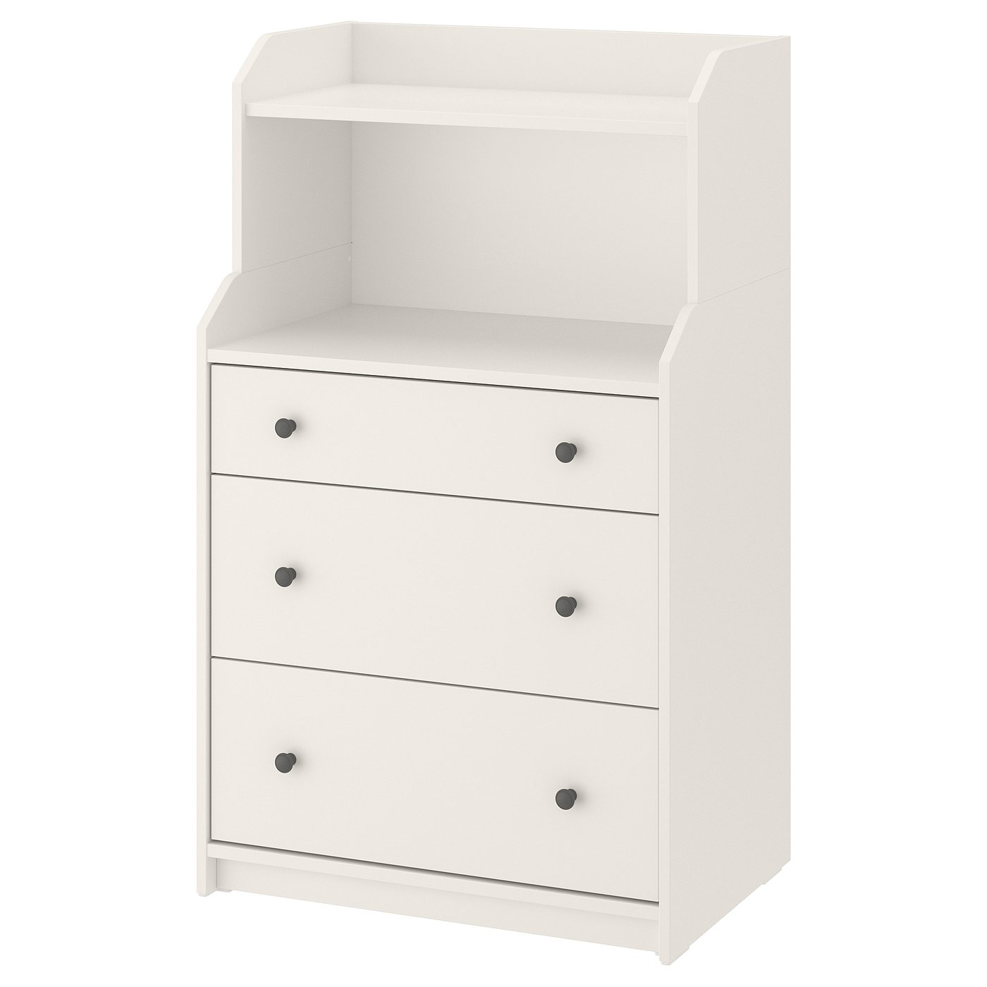 HAUGA 3-drawer dresser with shelf, white, 271/2x181/8x455/8