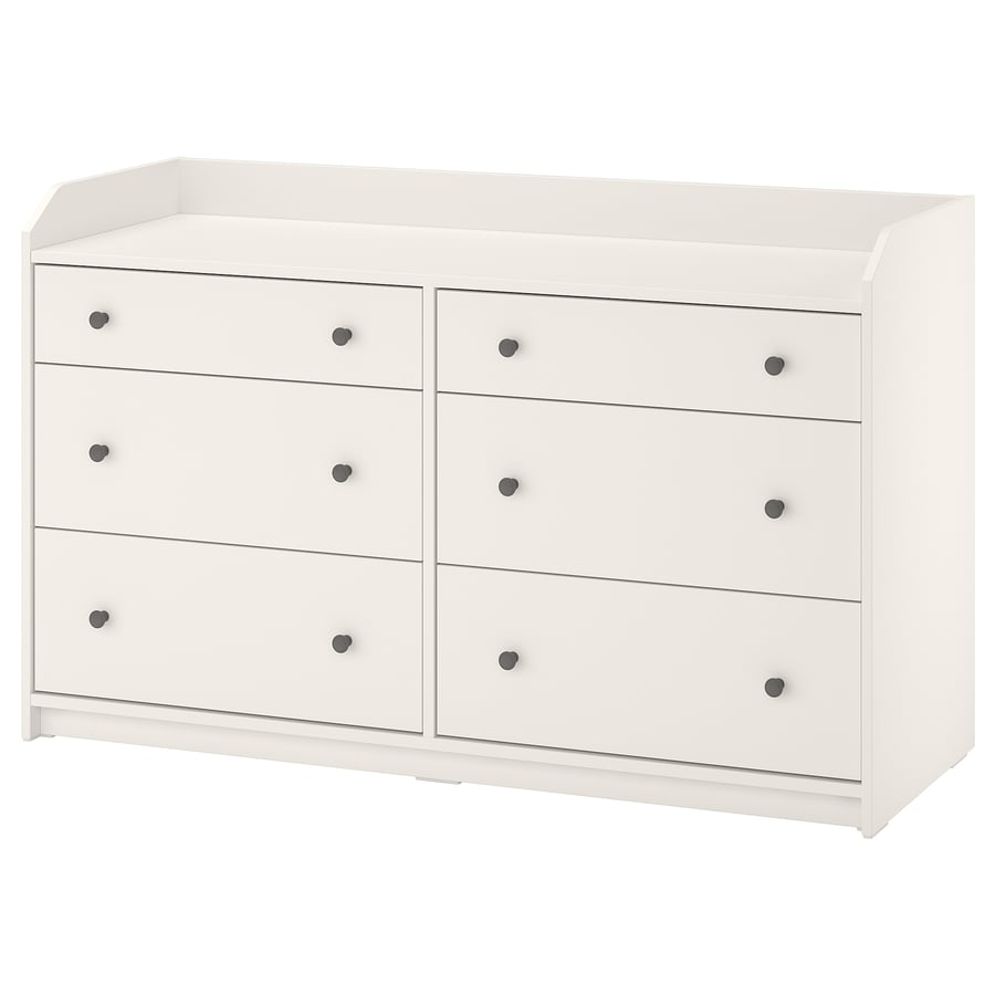 HAUGA 6-drawer dresser, white, 54 3/8x18 1/8x33 1/8 "