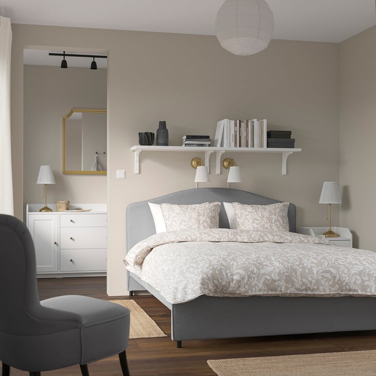 HAUGA bedroom furniture, set of 2, Vissle gray, Full - IKEA