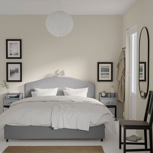 HAUGA bedroom furniture, set of 3, Vissle gray, Full - IKEA