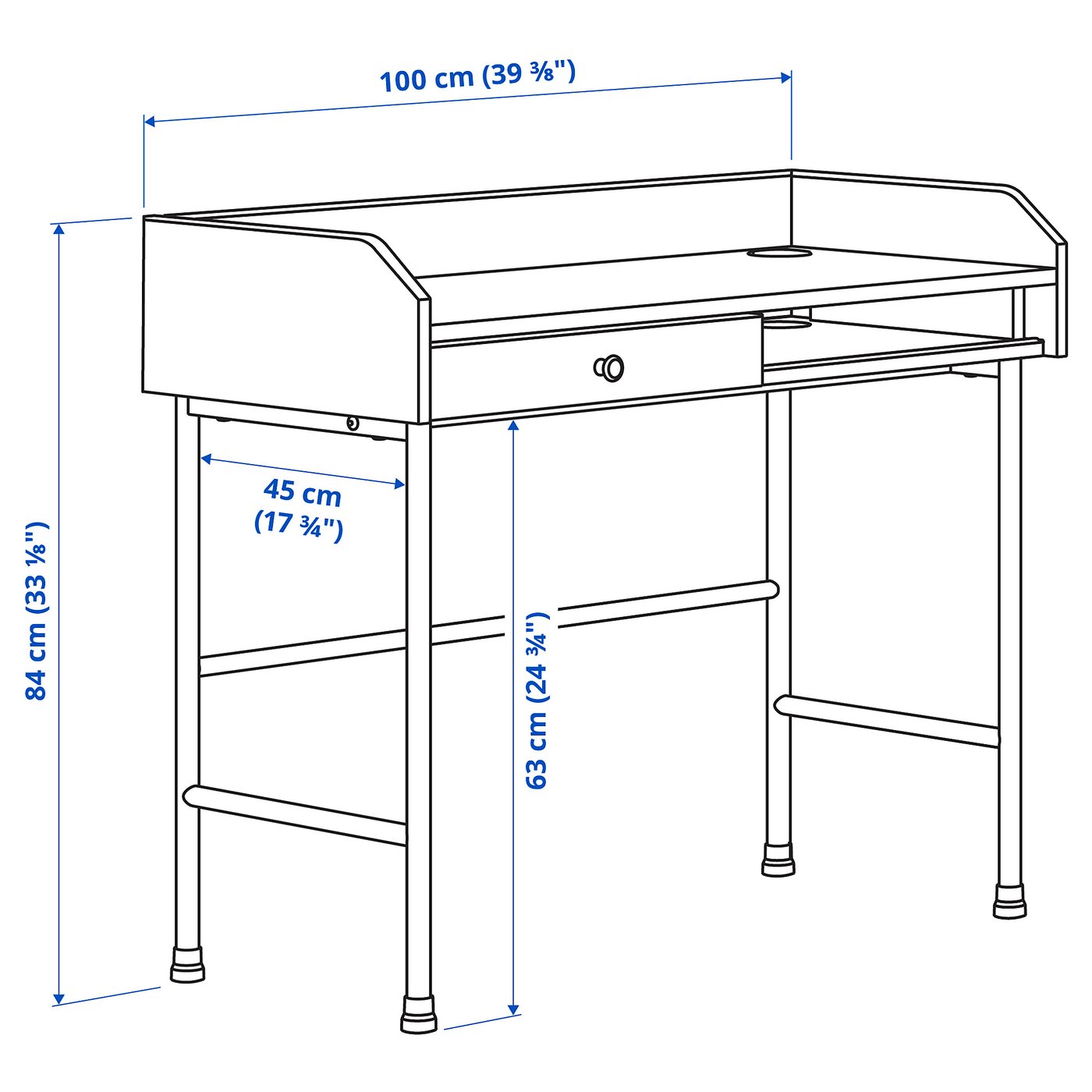 HAUGA/BLECKBERGET Desk and storage combination, and swivel chair
