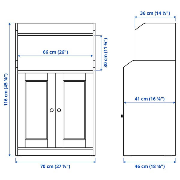 HAUGA Cabinet with 2 doors, white, 27 1/2x45 5/8 "