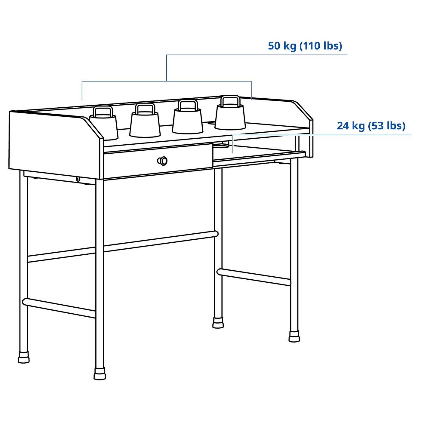 HAUGA desk, gray, 393/8x177/8