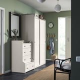 HAUGA Storage combination with drawers, white, 74x21 5/8x78 3/8 "