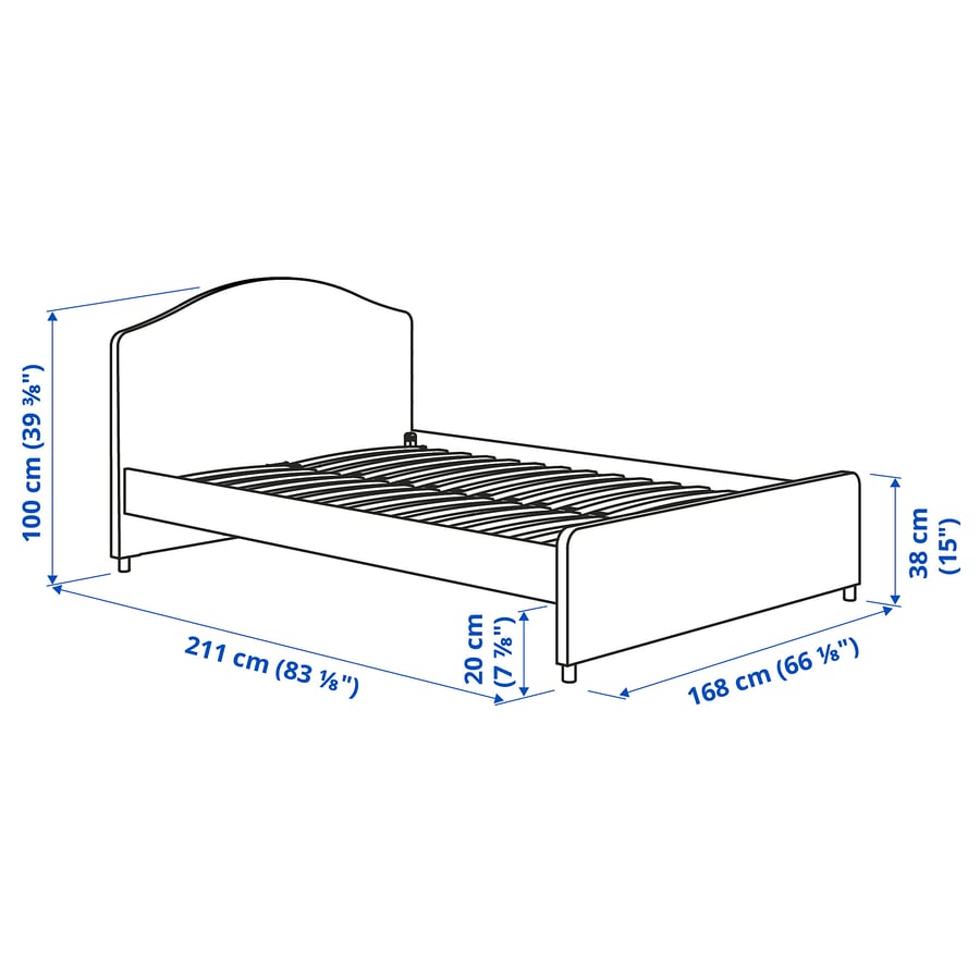 HAUGA upholstered bed frame, Lofallet beige, Queen IKEA