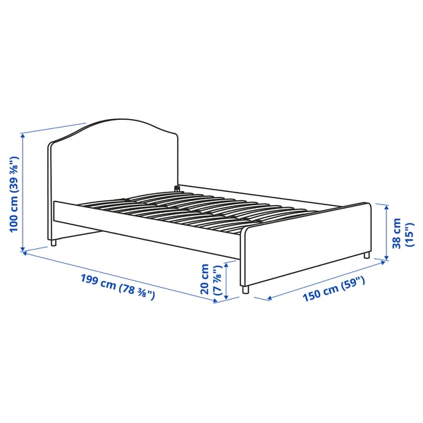 HAUGA upholstered bed frame, Lofallet beige, Full IKEA