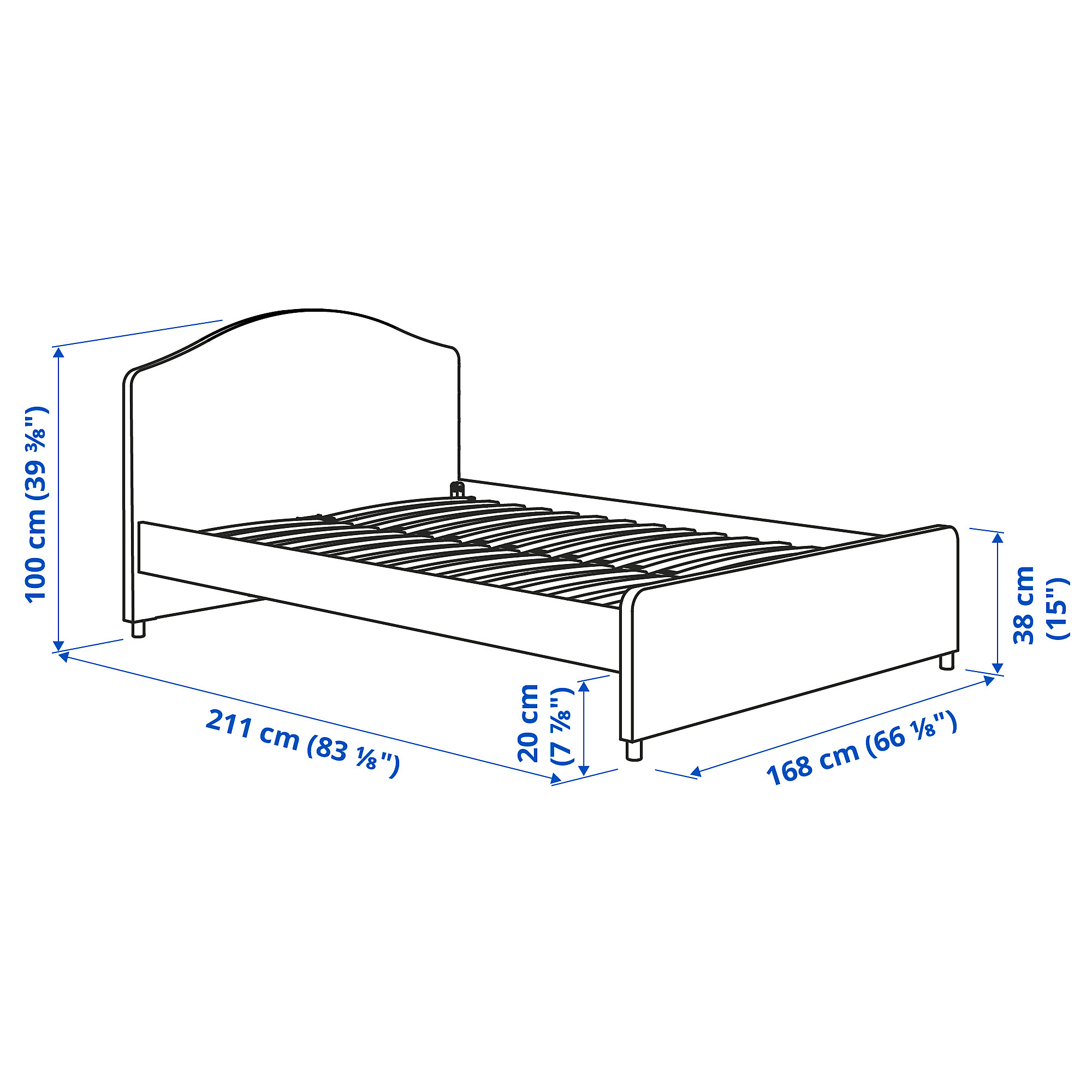 HAUGA Upholstered bed frame, Vissle gray, Queen IKEA