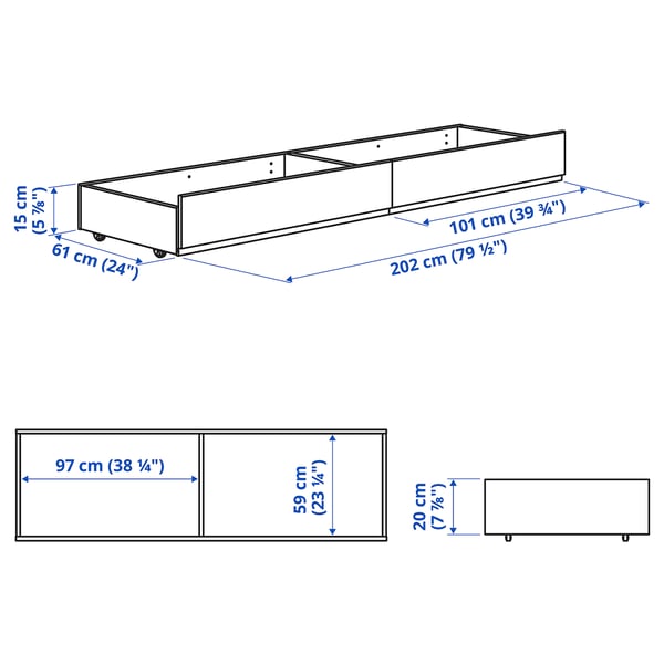 HAUGA upholstered bed storage box, Lofallet beige, Queen/King IKEA
