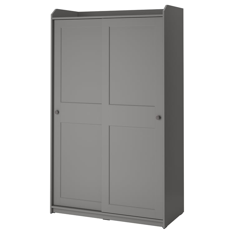 HAUGA wardrobe with sliding doors, gray, 461/2x215/8x783/8" IKEA