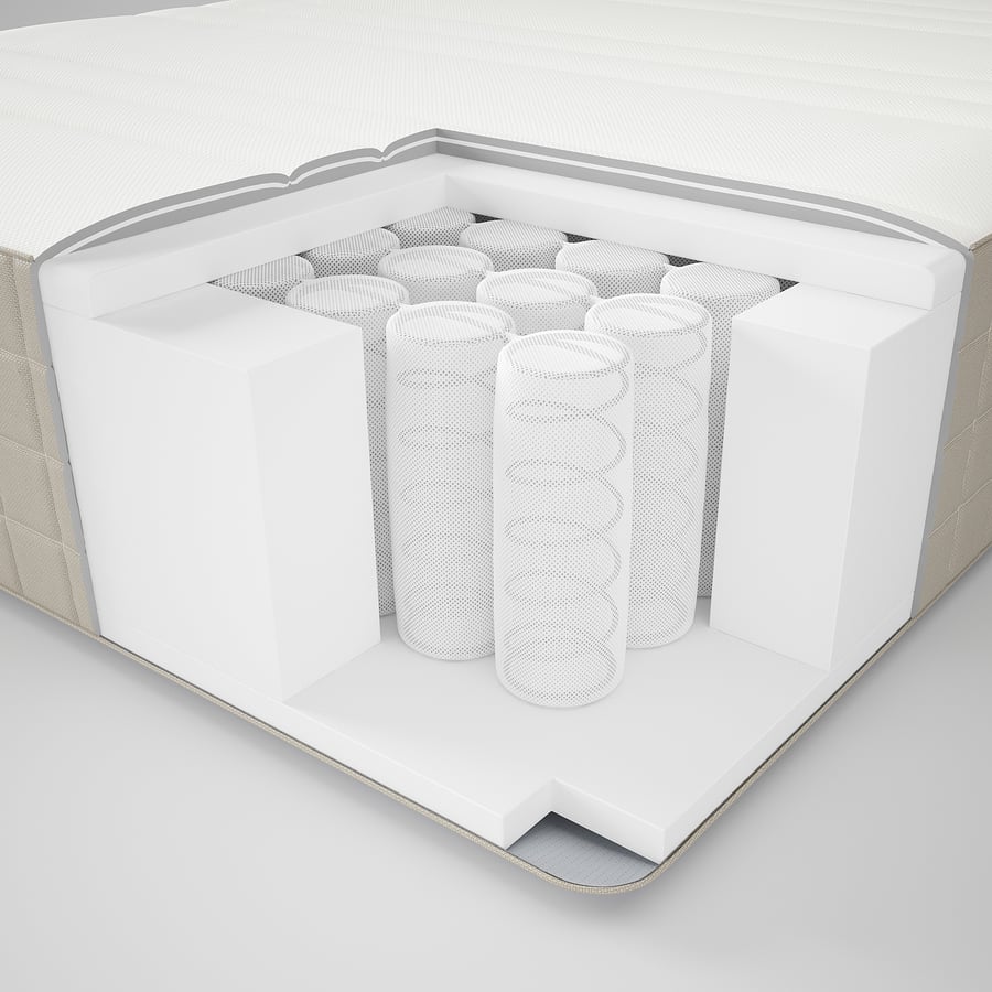 HAUGESUND spring mattress, medium firm/dark beige, Queen IKEA