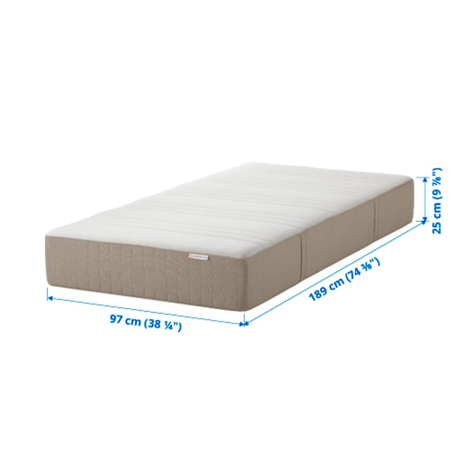HAUGESUND spring mattress, medium firm/dark beige, Twin IKEA