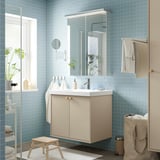HAVBÄCK Bathroom vanity with doors, beige, 30x21x25 1/8 "