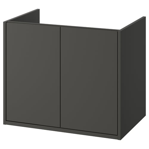 HAVBÄCK grey bathroom cabinet, minimalist design, wall-mountable, with doors.