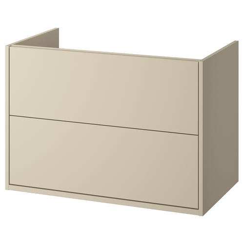 HAVBÄCK beige bathroom cabinet, simple design, wall-mountable, drawer storage.