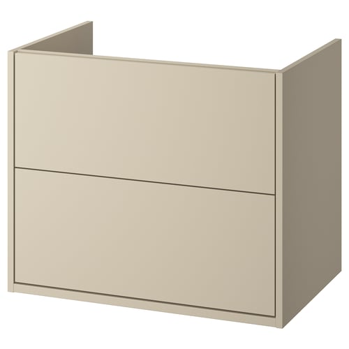 HAVBÄCK beige bathroom cabinet, wall-mountable, 2 drawers, minimalist design.