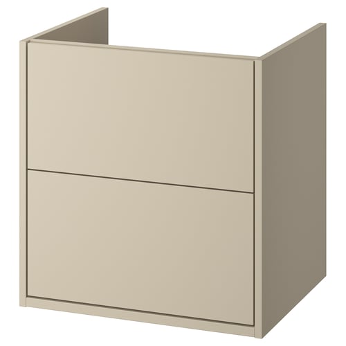 HAVBÄCK beige bathroom cabinet, rectangular, wall-mount, 2 drawers, simple design.