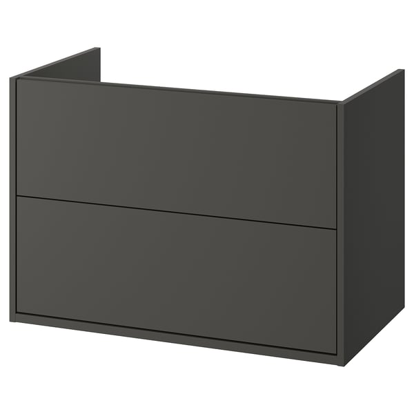 HAVBÄCK Bathroom vanity with drawers, dark gray, 36x21x25 1/8 "