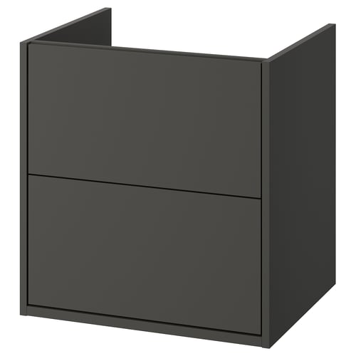 Havbaeck grey bathroom cabinet with drawers, sleek modern design.
