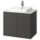 HAVBÄCK / ORRSJÖN Bathroom vanity w doors/sink/faucet, dark gray/white marble effect, 31x21 1/2x28 3/8 "