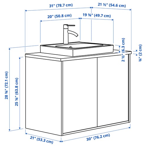 Illustration with measurements for the product: HAVBÄCK.