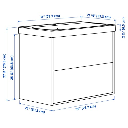 Illustration with measurements for the product: HAVBÄCK.